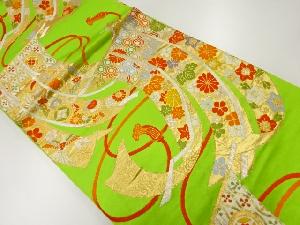 アンティーク　几帳に花古典柄模様織出し袋帯（材料）